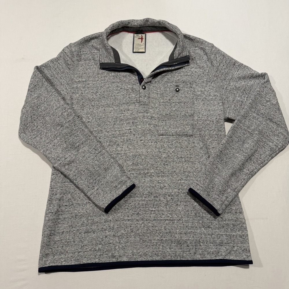 Relwen Sweatshirt Mens XL Gray Fleece 1/4 Snap Mock Neck Pullover Pocket